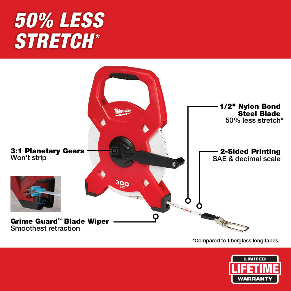 Milwaukee 300 Foot Open Reel Long Tape from GME Supply